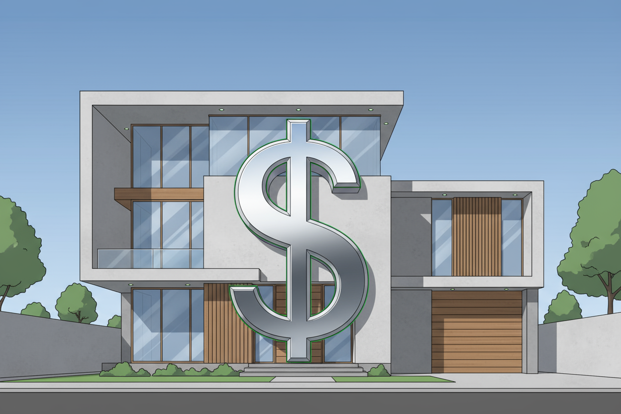 Une maison avec un signe “$”